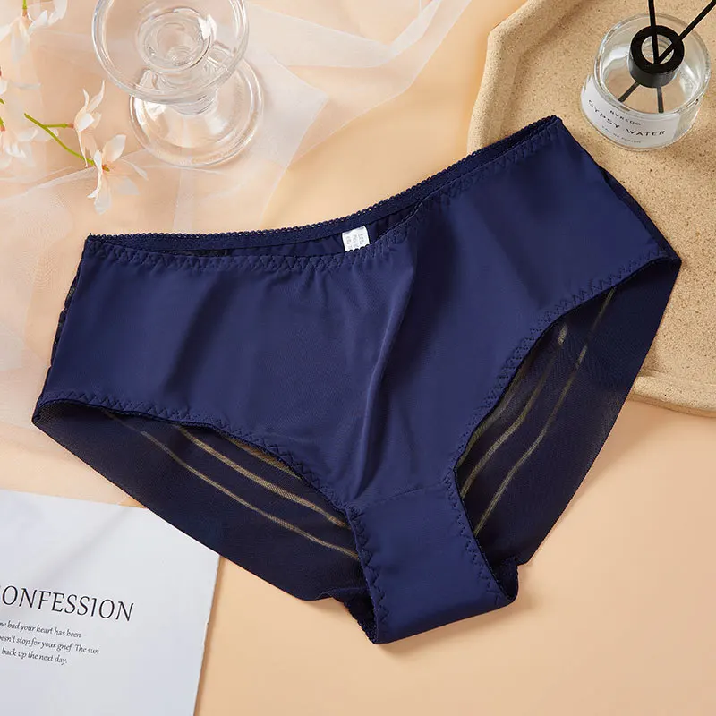 Women Mid Waist Panties Sexy Transparent Elastic Underwear Ladies Seamless Thin Briefs Female Breathable Mesh Lingerie Briefs - Image 12