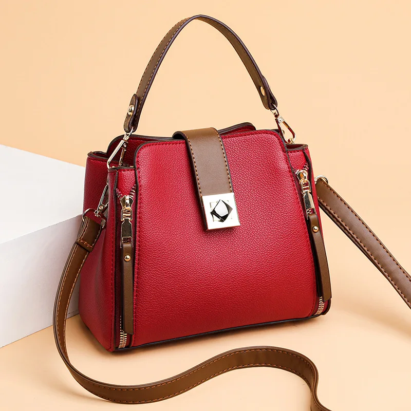 Small Bucket Shoulder Bags For Women Luxury Designer PU Leather Messenger Crossbody Bags Ladies Casual Solid Color Purse Handbag - Image 7
