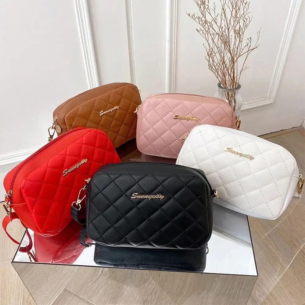Small Messenger Bag For Women Trend Lingge Embroidery Camera Female Shoulder Bags Fashion Chain Ladies Crossbody Purse 2024 - Image 2
