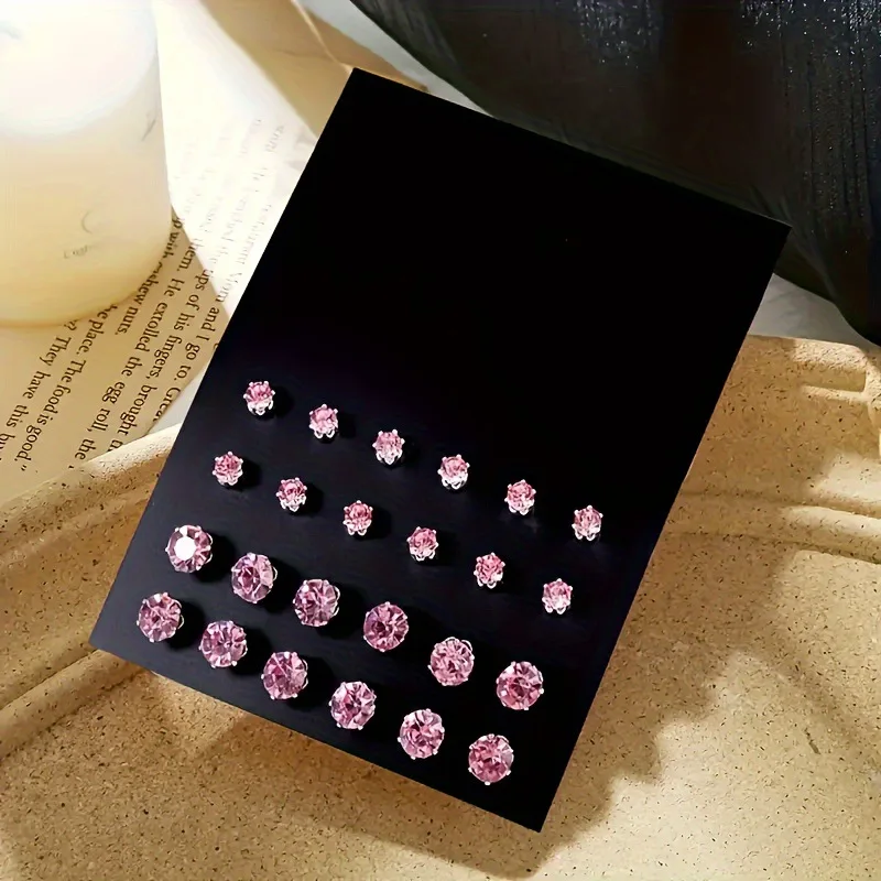 12 Pairs Of Luxurious, Simple, Shiny, And Caring Zirconia Decorative Earrings Are Suitable For Gifts To Parties,And Couples - Image 13