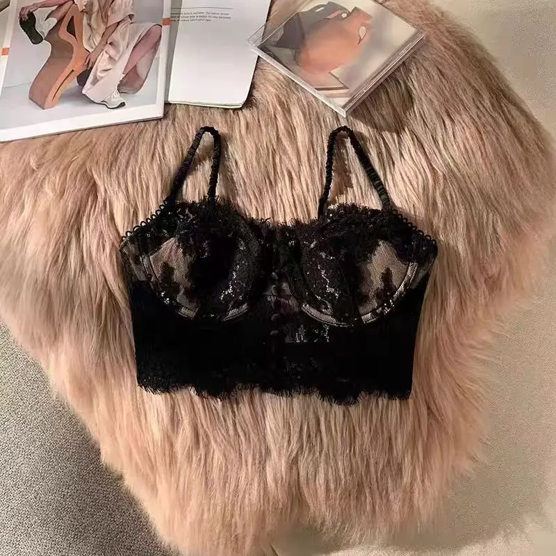 Lace Bralette Set French Triangle Bra Cotton Wireless Sleep Bra Feminine Comfort Bras Straps Sexy Comfortable Intimates - Image 6