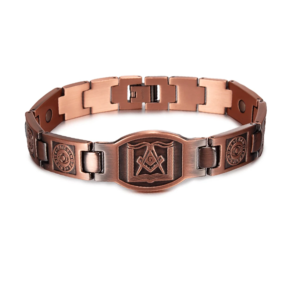 Cross Magnetic Bracelet Copper Energy 12mm Wristband Magnetic Bracelet Men Chain Link Vintage Masonic Ethnic Tribal Jewelry Men - Image 17