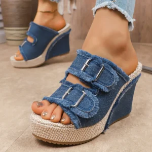 Women Wedges Heel Fashion Platform Sandals Comfortable Anti-slip Designer Sandals Casual Buckle Shoes Women Zapatos De Mujer