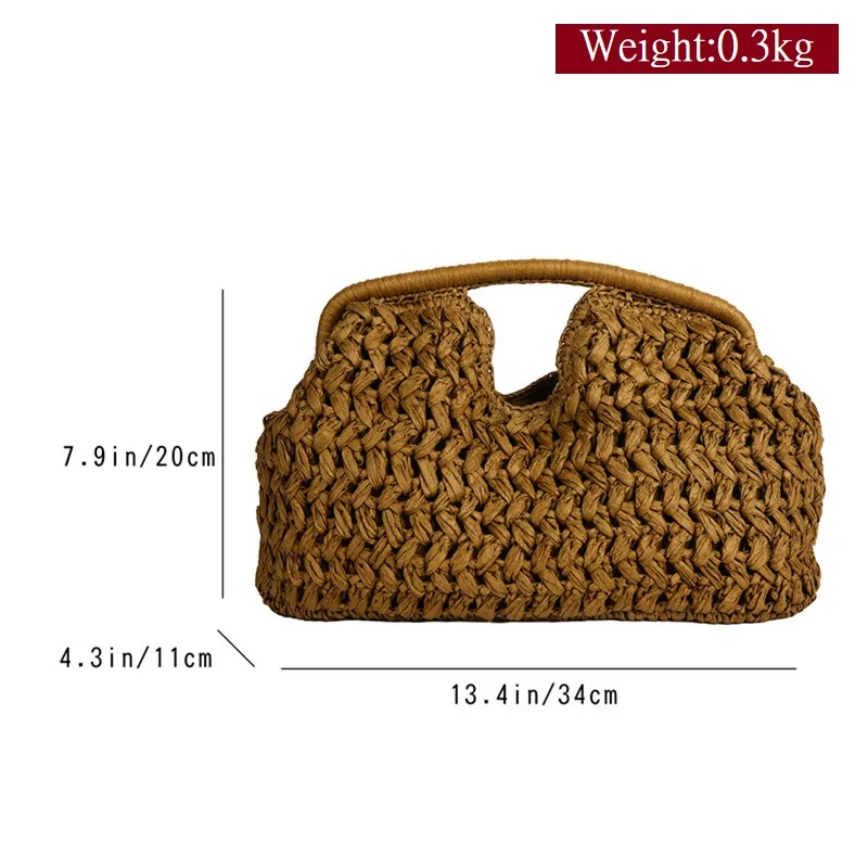 New summer beach bag for women clutch bag luxury designer straw bags tote handbag fashion woven rattan bags female travel purse - Image 5