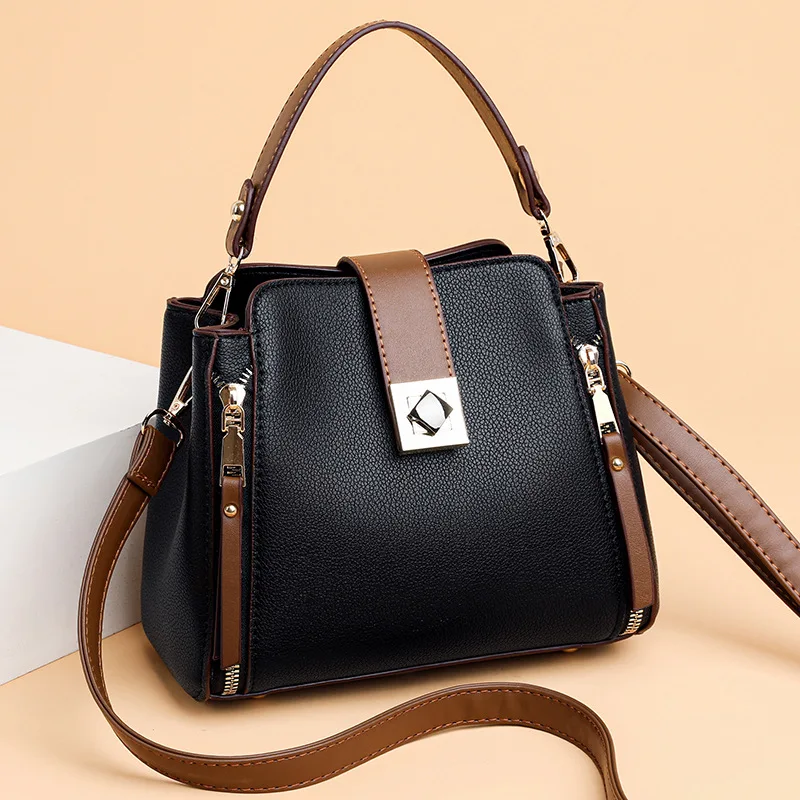 Small Bucket Shoulder Bags For Women Luxury Designer PU Leather Messenger Crossbody Bags Ladies Casual Solid Color Purse Handbag - Image 8