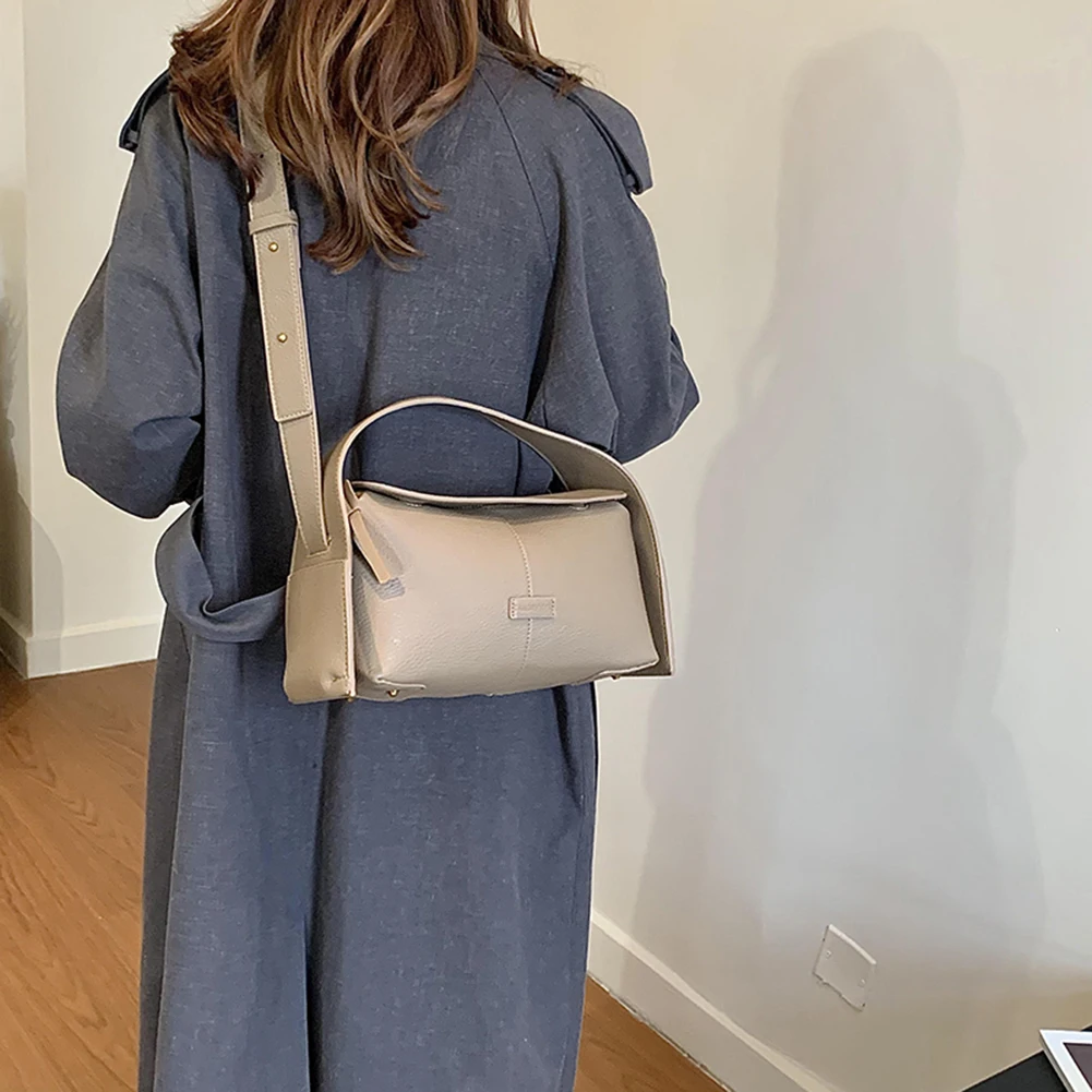 Shoulder Bags for Women PU Leather Horizontal Niche Crossbody Bag Large Capacity Casual Hobo Bag Solid Color Work Travel Purses - Image 4