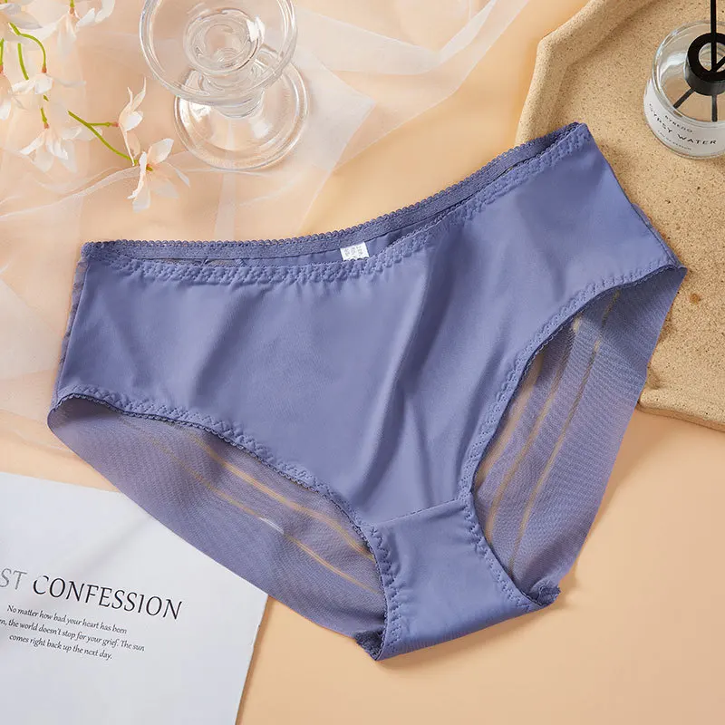 Women Mid Waist Panties Sexy Transparent Elastic Underwear Ladies Seamless Thin Briefs Female Breathable Mesh Lingerie Briefs - Image 11