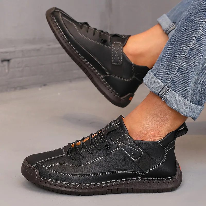 Boots Mid Top for Women British Style Retro Anti Slip Workwear Shoes Handmade Leather Loafers Casual Soft Soled Women Nude Boots - Image 5