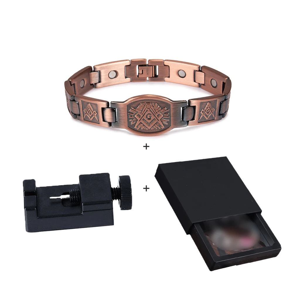 Cross Magnetic Bracelet Copper Energy 12mm Wristband Magnetic Bracelet Men Chain Link Vintage Masonic Ethnic Tribal Jewelry Men - Image 9