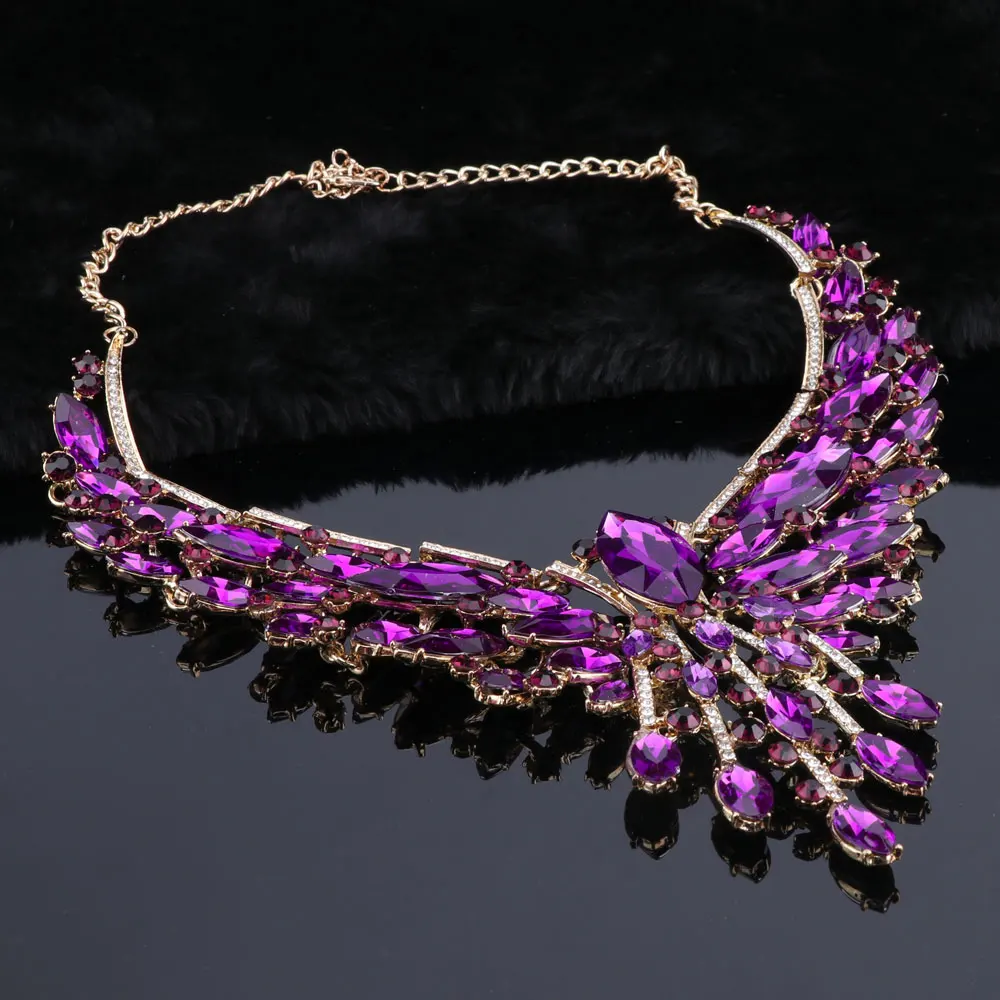 Crystal Bridal Jewelry Sets Wedding Party Costume Accessory Indian Necklace Earrings Set for Bride GorgeousJewellery Sets Women - Image 3