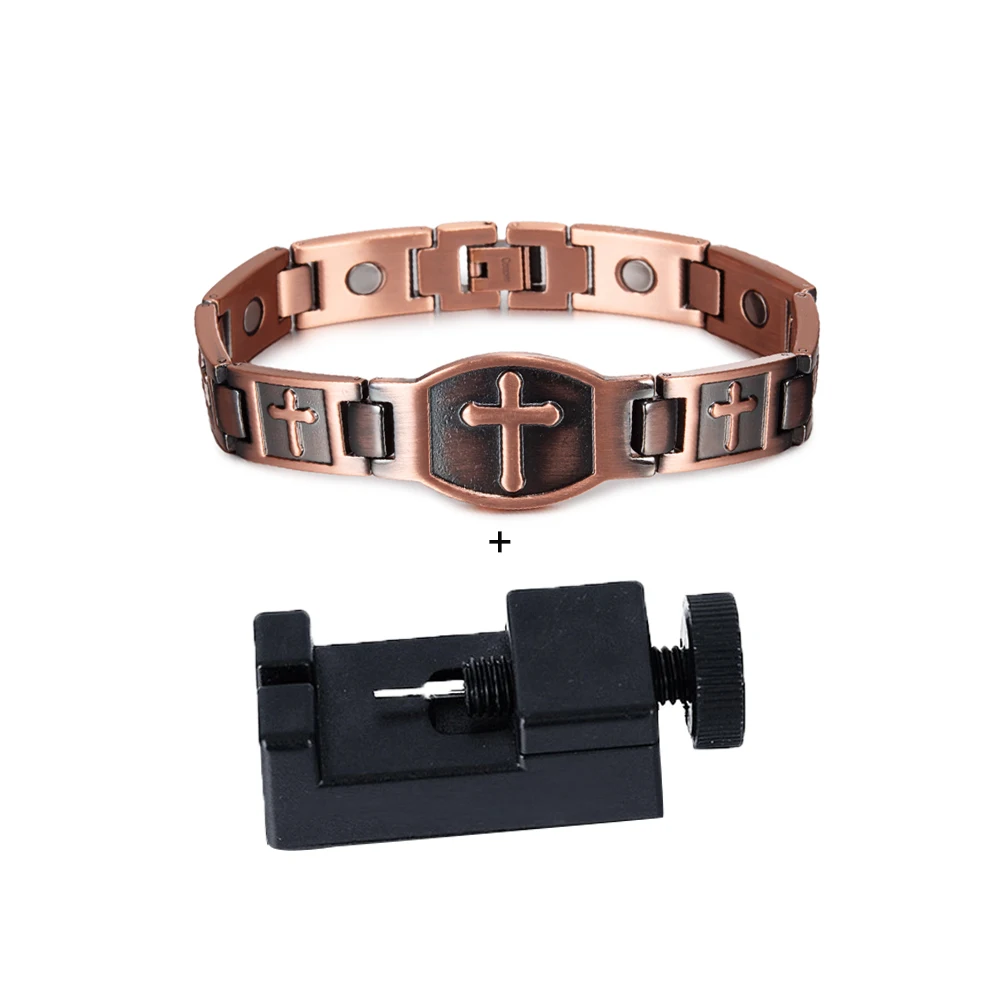 Cross Magnetic Bracelet Copper Energy 12mm Wristband Magnetic Bracelet Men Chain Link Vintage Masonic Ethnic Tribal Jewelry Men - Image 13