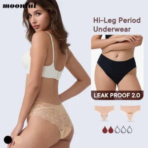Period Underwear Girls Menstrual Panties Woman Seamless Absorbent Menstruation Panties High Leg Period Pants Menstrual Undies