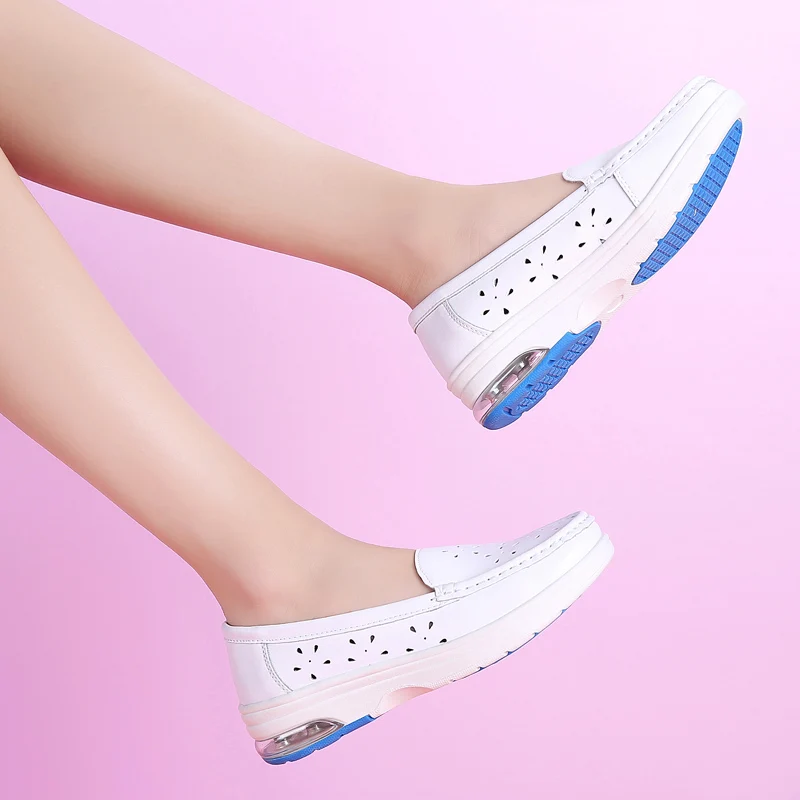 Women Work Shoes Comfortable for Work White Wedge Soft Sole Non-slip Caring Comfortable Nurse Mother Casual Platform Shoes - Image 4