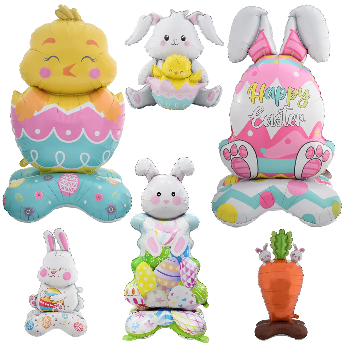 1pc Easter Pedestal Rabbit Egg Chick Balloons Stand Easter Bunny Balloon Outdoor Easter Decorations Easter Party Decoration
