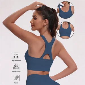 Sports Bras for Women Hollow Out Breathable Seamless Stretchy Beautiful Back Yoga Bra with Removable Cups Gym Sportswear