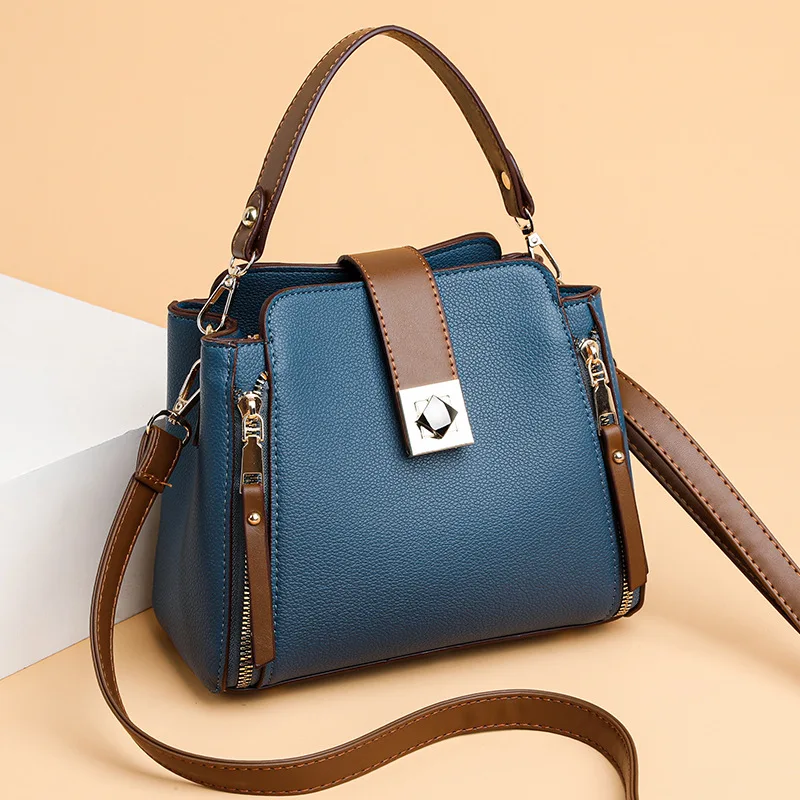 Small Bucket Shoulder Bags For Women Luxury Designer PU Leather Messenger Crossbody Bags Ladies Casual Solid Color Purse Handbag - Image 9