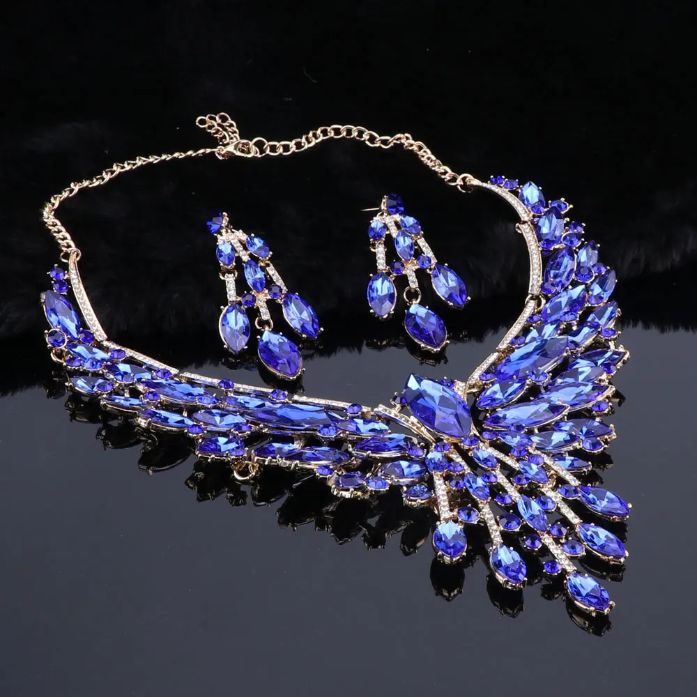 Crystal Bridal Jewelry Sets Wedding Party Costume Accessory Indian Necklace Earrings Set for Bride GorgeousJewellery Sets Women - Image 11