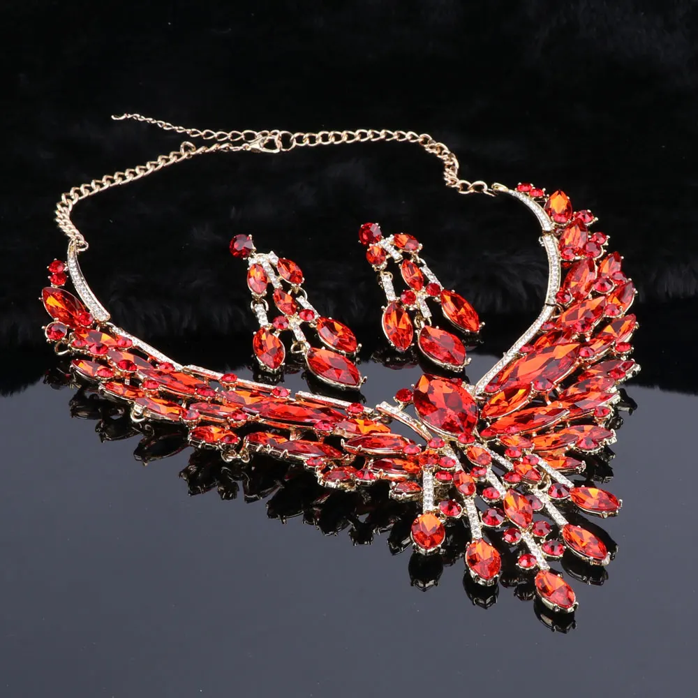 Crystal Bridal Jewelry Sets Wedding Party Costume Accessory Indian Necklace Earrings Set for Bride GorgeousJewellery Sets Women - Image 8