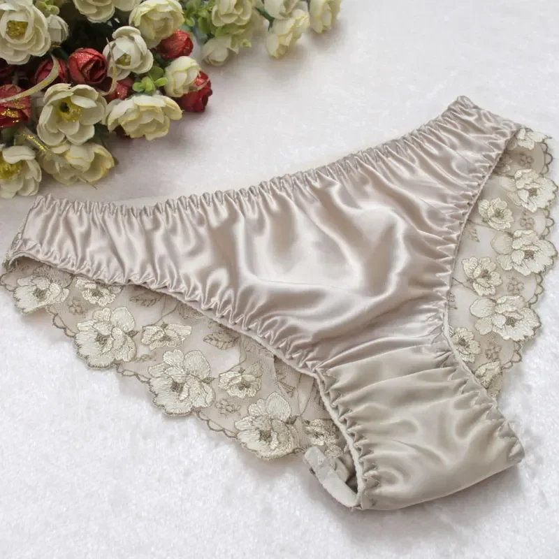 SILK women Sexy PANTIES 100% Natural silk Lace Beriefs Seamless Sexy underwear lingerie calcinha briefs underwear culotte 2018 - Image 3
