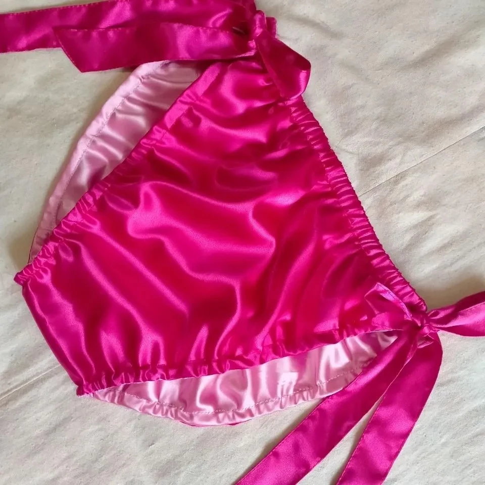 Men Silky Touch Panties Double Layer Glossy Soft Floral Women Adjustable Elastic Lace Up Briefs FKK Live Show Private Party BF - Image 2