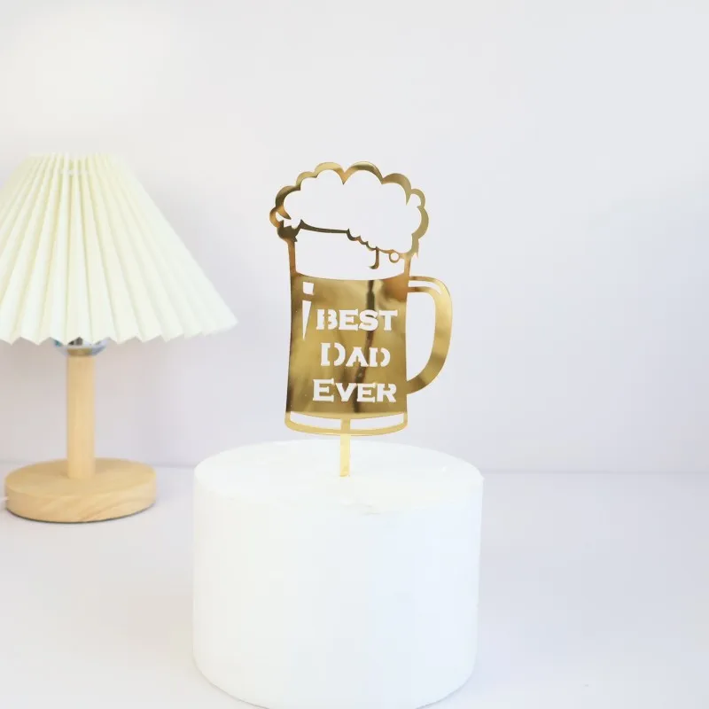 2023 New Father's Day Birthday Cake Topper Black Beer Super Dad Acrylic Cake Toppers Gift Father's Day Party Dessert Decoration - Image 11