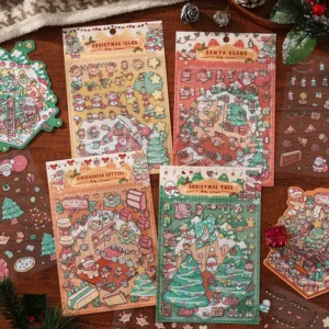 Christmas-Themed Cute Cartoon Sticker Set, Featuring Various Adorable Elements Such as Santa Claus/Snowman/Gingerbread Man, Journal Decoration Materials, Colorful, Healing, Textured, and Transparent, Full of Festive Atmosphere