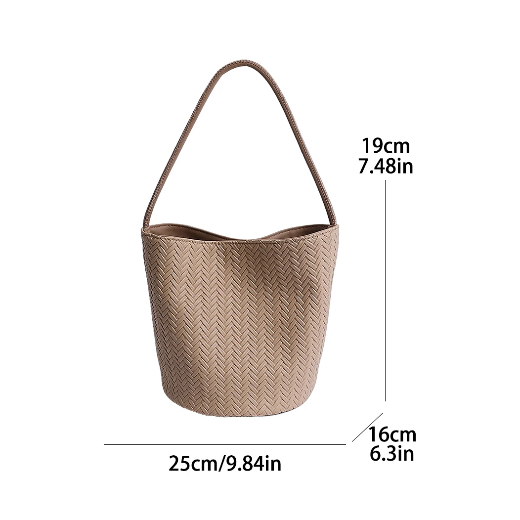 2025 New Summer Beach Bag For Women Retro Rattan Handamde Woven Handbag Underarm Bag Bohemian Straw Bucket Shopping Tote Bag - Image 6