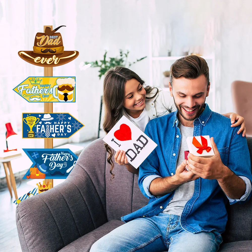 10PCS Father's Day Decor Lawn Stake Signs Paper Directional Signs Party Family Gathering Supplies for Celebrating Father's Day - Image 4