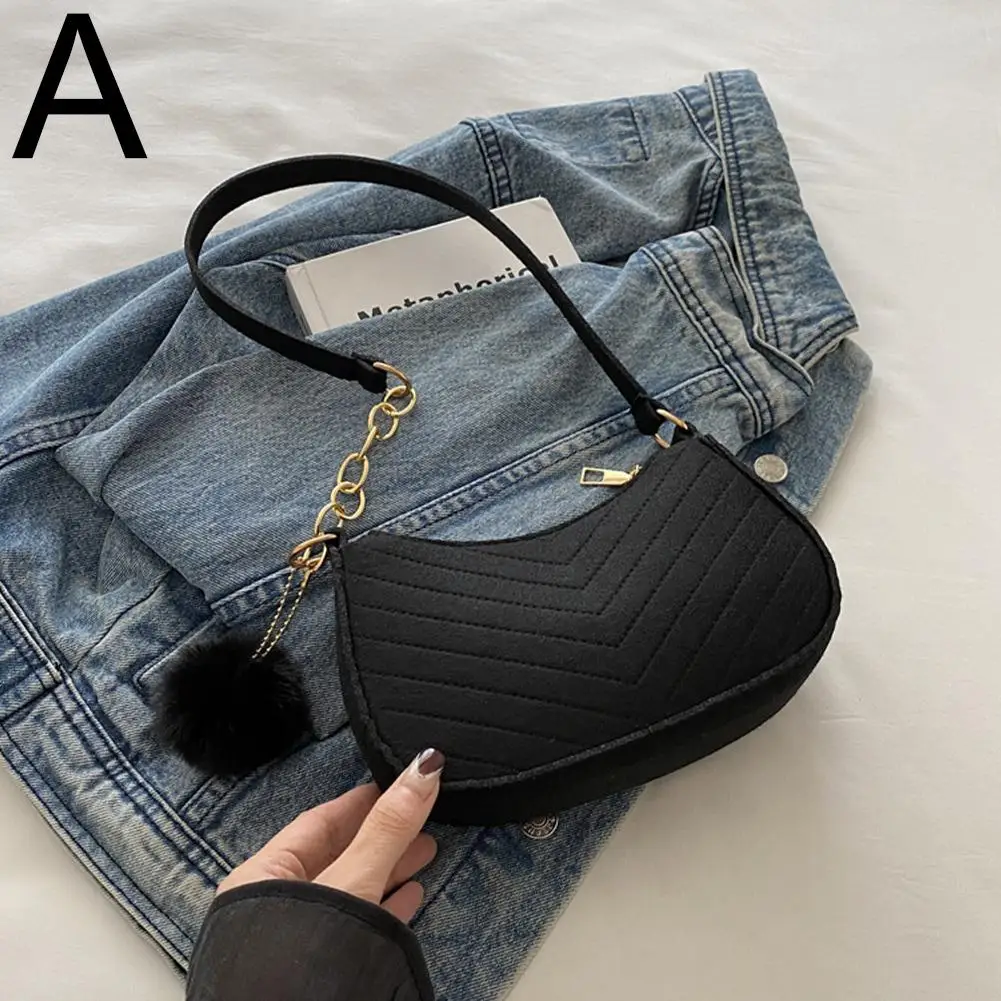 Mini Women Shoulder Bags Fashion Felt Women's Bag Design Advanced Underarm Handbags Mini Saddle Bag - Image 7