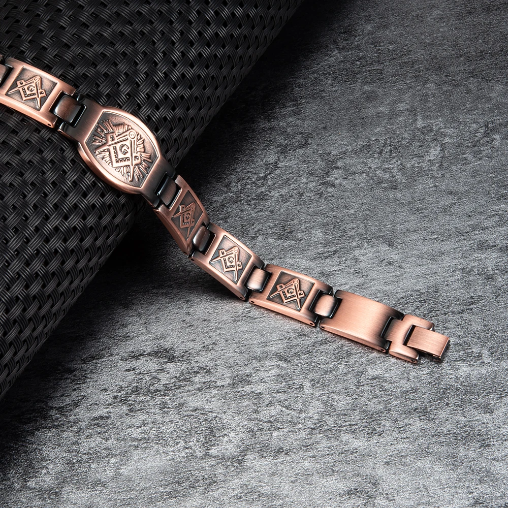 Cross Magnetic Bracelet Copper Energy 12mm Wristband Magnetic Bracelet Men Chain Link Vintage Masonic Ethnic Tribal Jewelry Men - Image 5