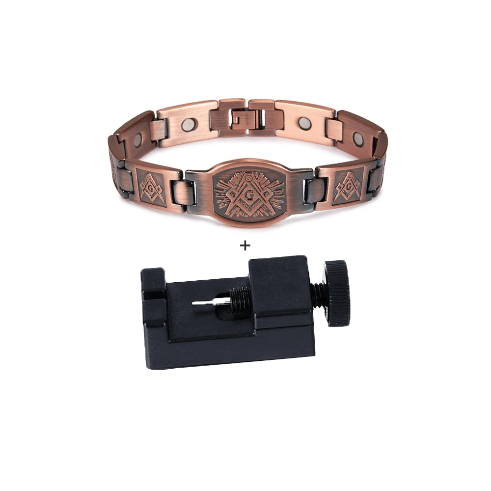 Cross Magnetic Bracelet Copper Energy 12mm Wristband Magnetic Bracelet Men Chain Link Vintage Masonic Ethnic Tribal Jewelry Men - Image 15