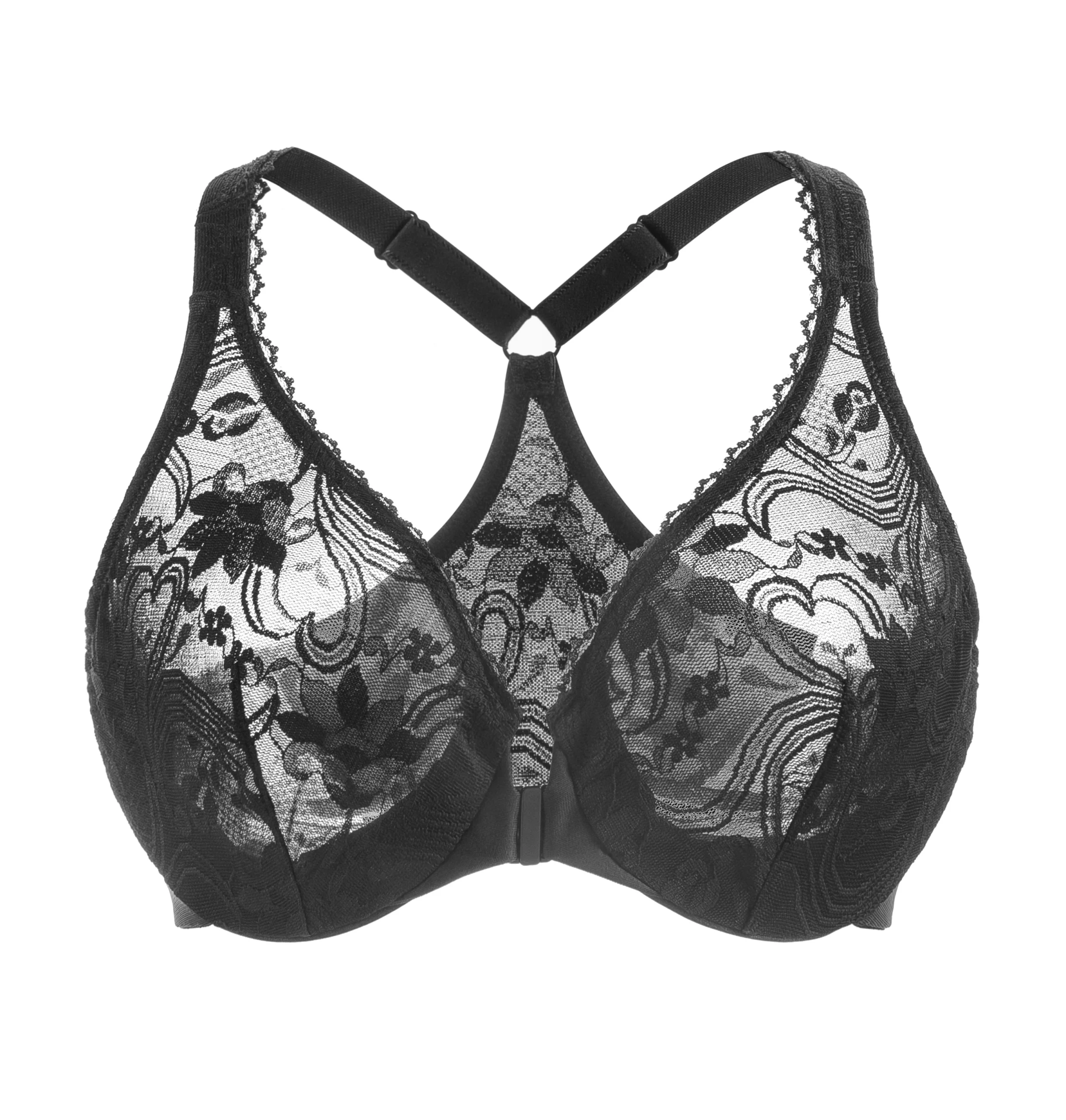 Plus Racerback Lace Underwire Front Closure Bra - Image 6