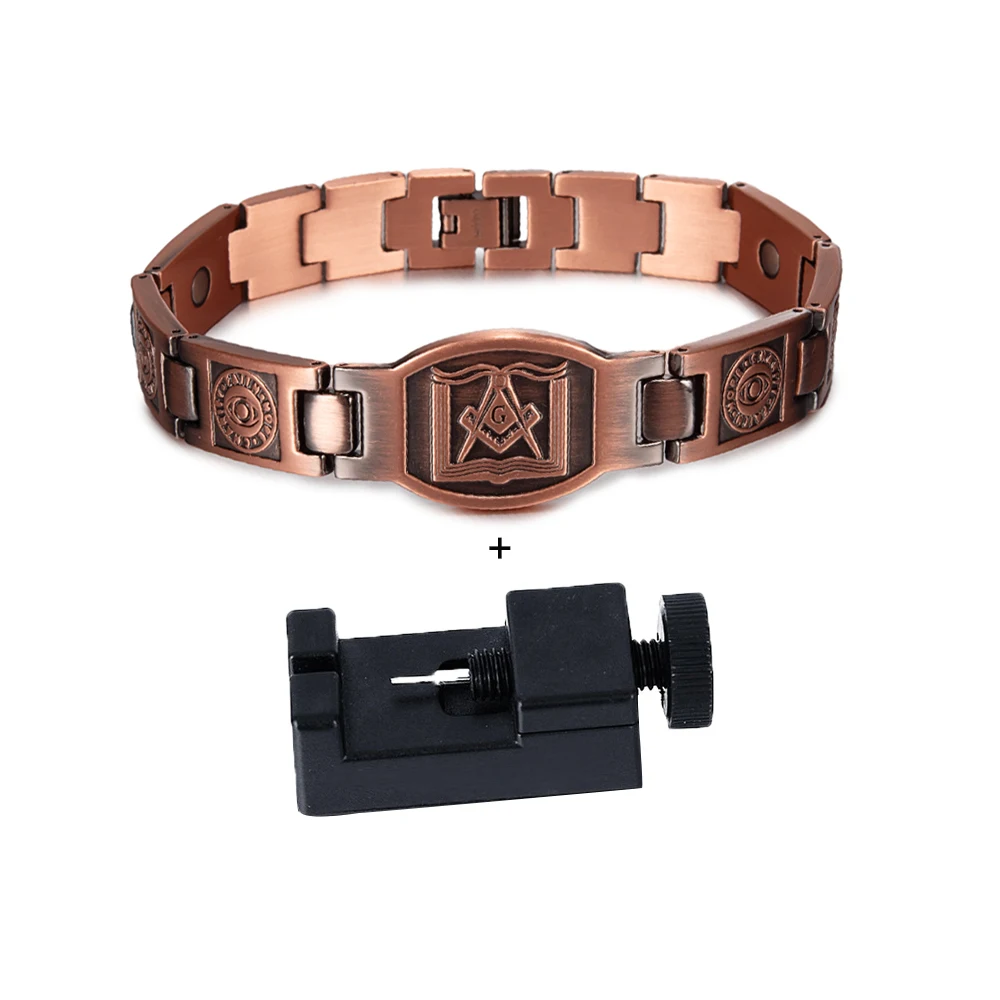 Cross Magnetic Bracelet Copper Energy 12mm Wristband Magnetic Bracelet Men Chain Link Vintage Masonic Ethnic Tribal Jewelry Men - Image 14