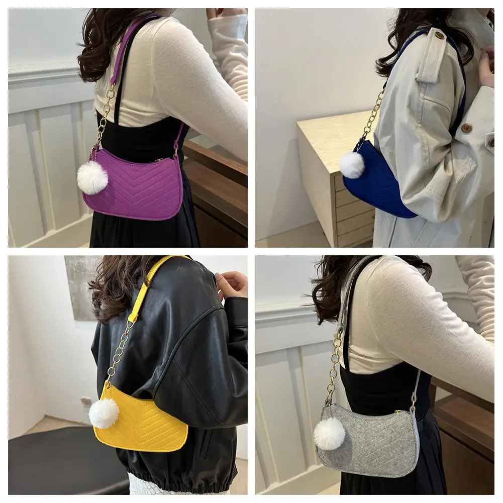 Mini Women Shoulder Bags Fashion Felt Women's Bag Design Advanced Underarm Handbags Mini Saddle Bag - Image 2