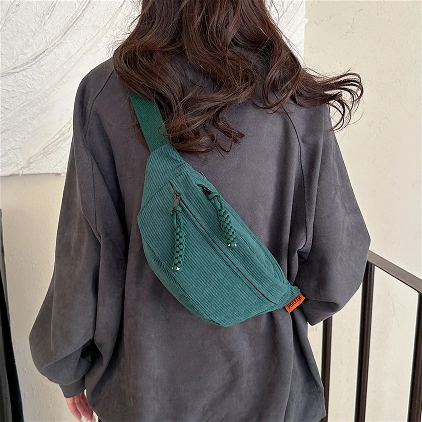 Fashion Fanny Pack Women Banana Fanny Pack Casual Corduroy Belt Bags For Women Hip Shoulder Crossbody Chest Bag