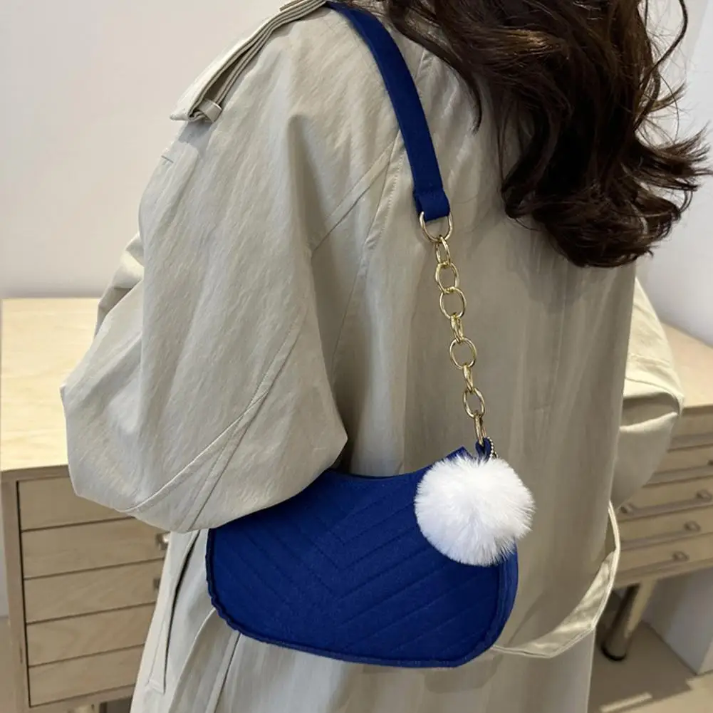 Mini Women Shoulder Bags Fashion Felt Women's Bag Design Advanced Underarm Handbags Mini Saddle Bag - Image 4
