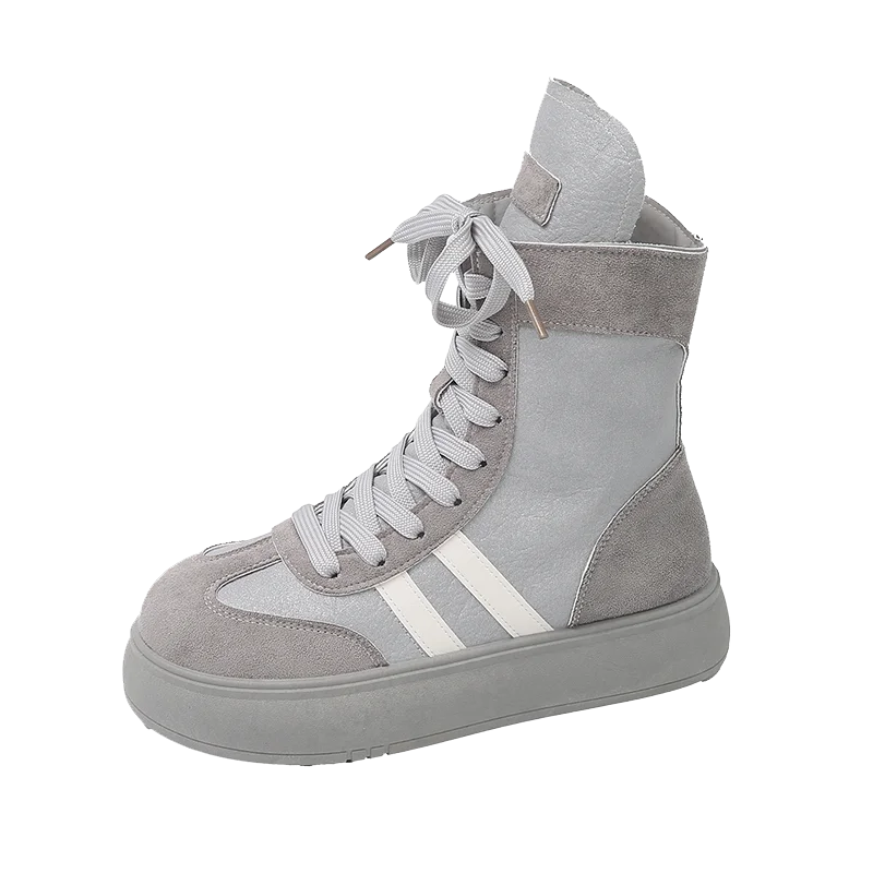 Sports and Leisure Shoes for Women 2025 New Fashionable High Top Shoes Flat Bottomed Lightweight and Comfortable Work Boots - Image 8