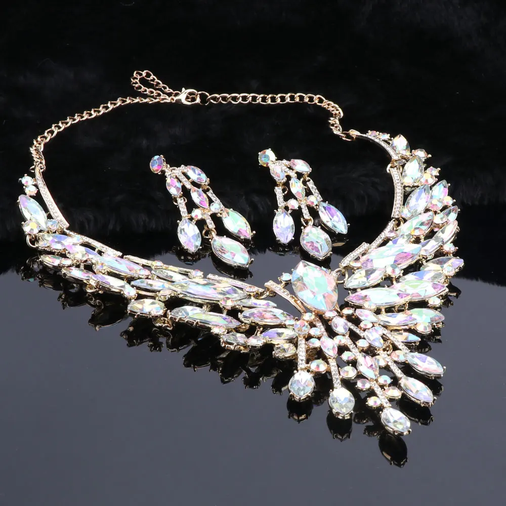 Crystal Bridal Jewelry Sets Wedding Party Costume Accessory Indian Necklace Earrings Set for Bride GorgeousJewellery Sets Women - Image 14