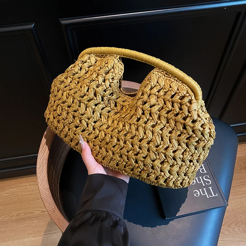 New summer beach bag for women clutch bag luxury designer straw bags tote handbag fashion woven rattan bags female travel purse - Image 8