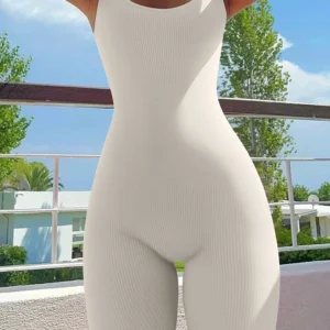 Shapewear Jumpsuits for Women Waist Tight Sleeveless Summer Rompers Ribbed Jumpsuits Sports Casual Trousers