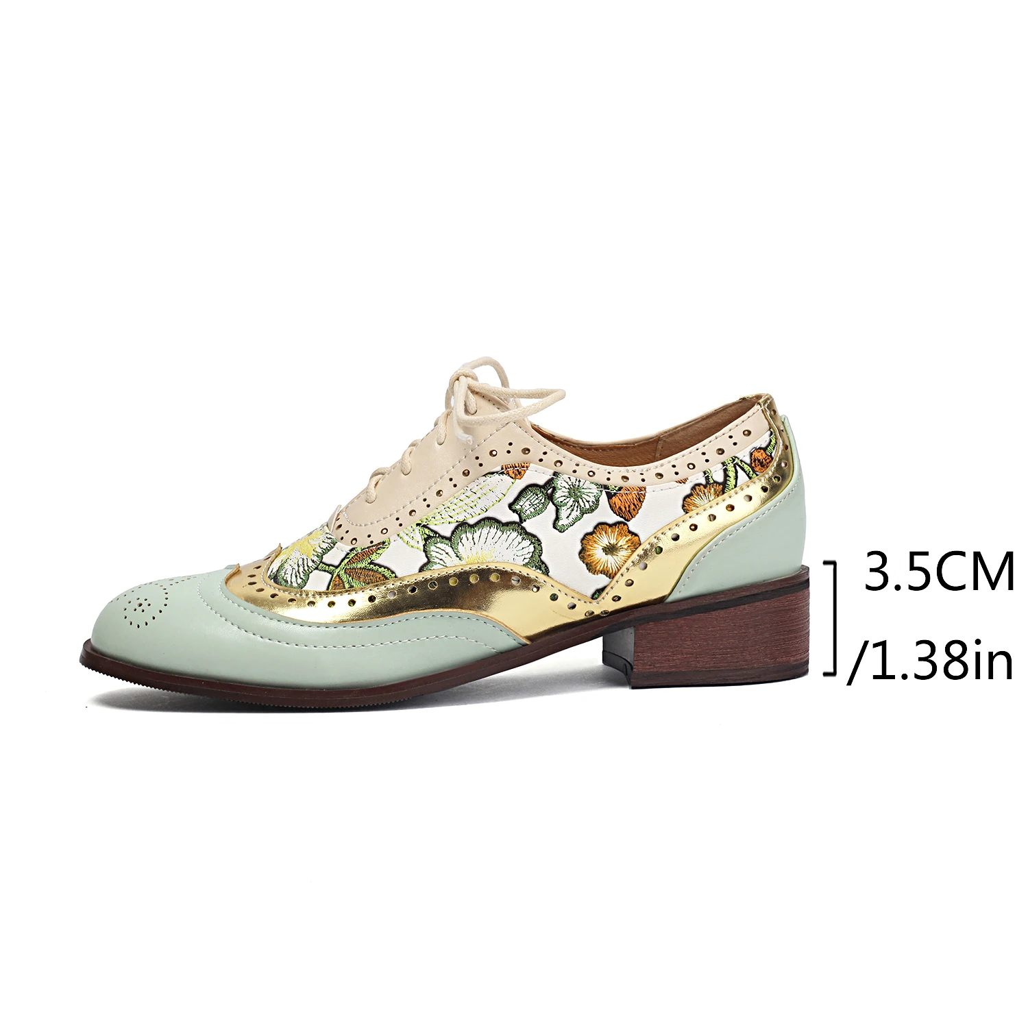EAGSITY Print oxford shoes women pointed toe brogue shoes chunky Heel outdoor leisure walking sneaker footwear - Image 6