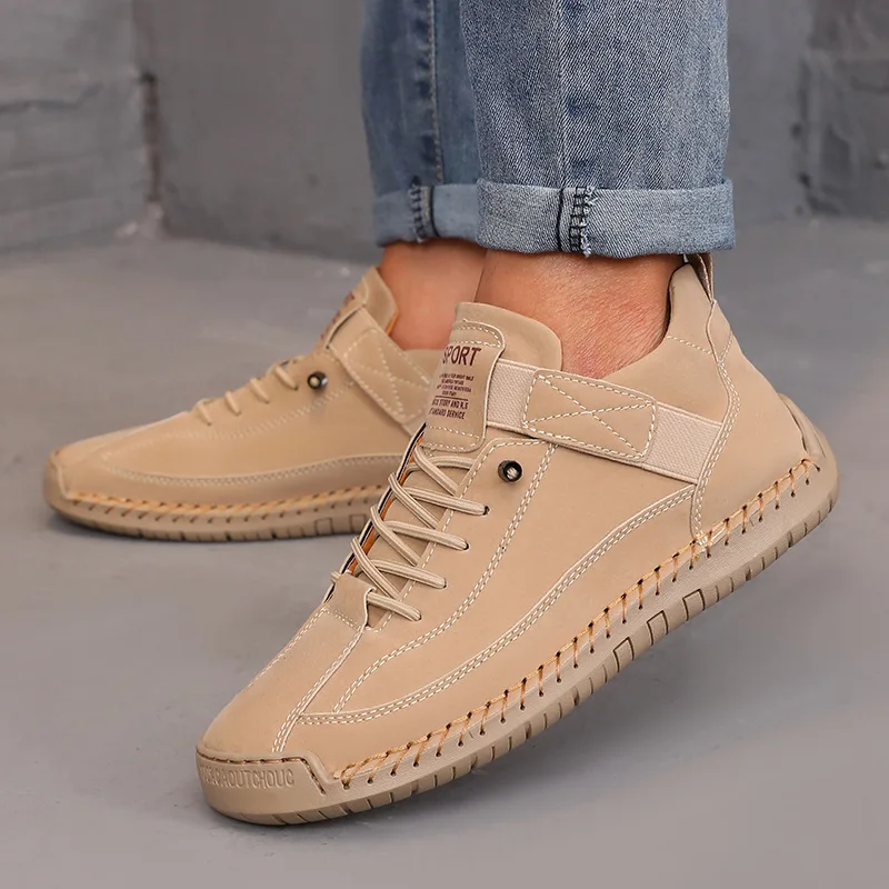 Boots Mid Top for Women British Style Retro Anti Slip Workwear Shoes Handmade Leather Loafers Casual Soft Soled Women Nude Boots - Image 6