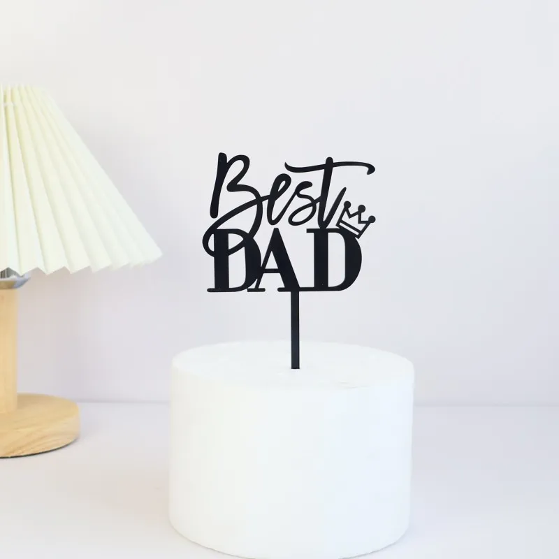 2023 New Father's Day Birthday Cake Topper Black Beer Super Dad Acrylic Cake Toppers Gift Father's Day Party Dessert Decoration - Image 8