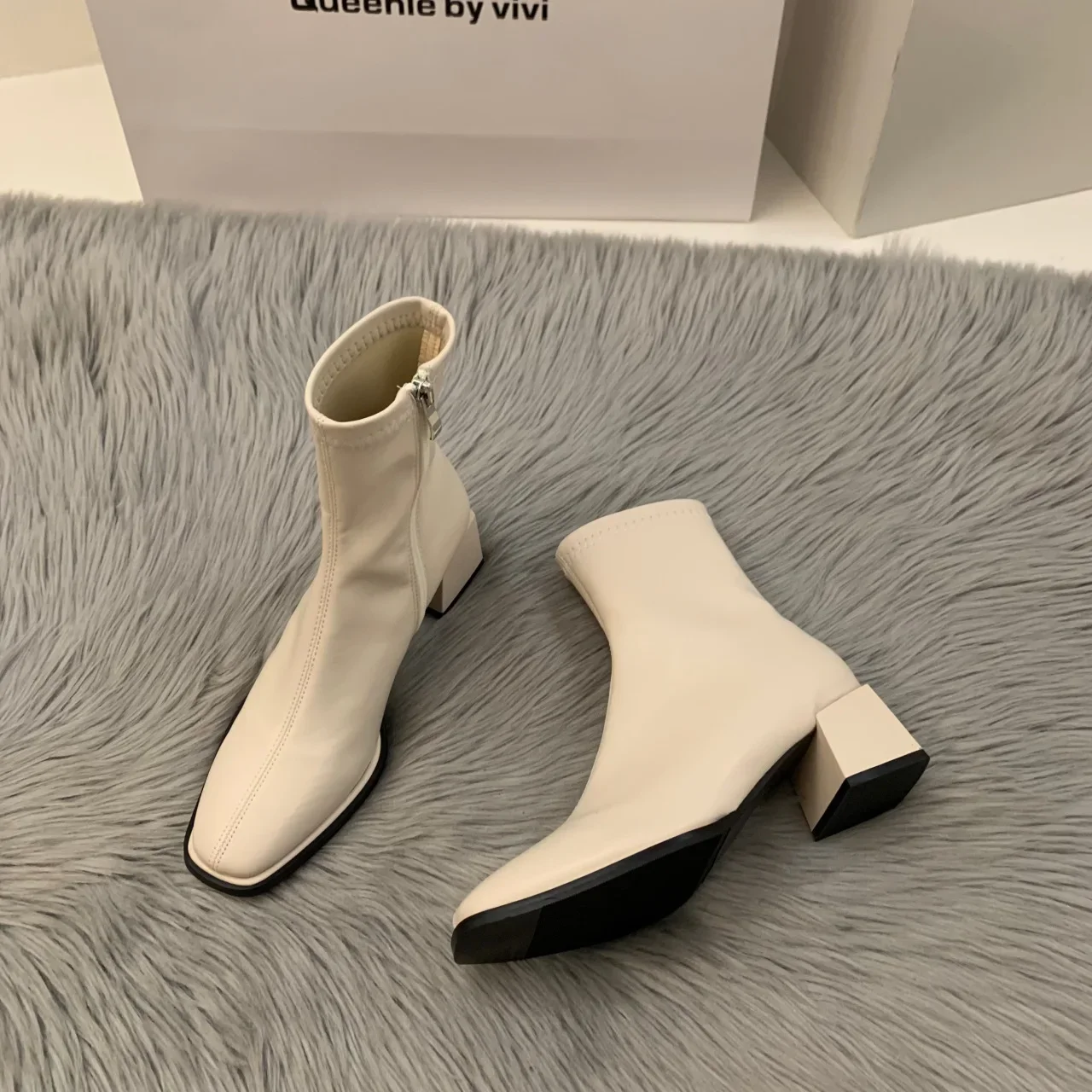 Short boots for women 2025 new spring and autumn single boots round toe raised waterproof platform bare boots for women - Image 9