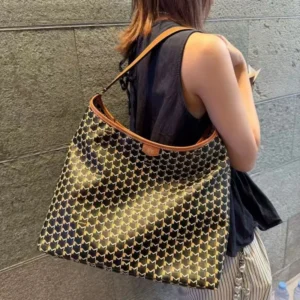 Designer Hobo Bags For Women Luxury Brand High Quality Monogram Canvas Smooth Leather Handle Large Capacity Elegant Shoulder Bag