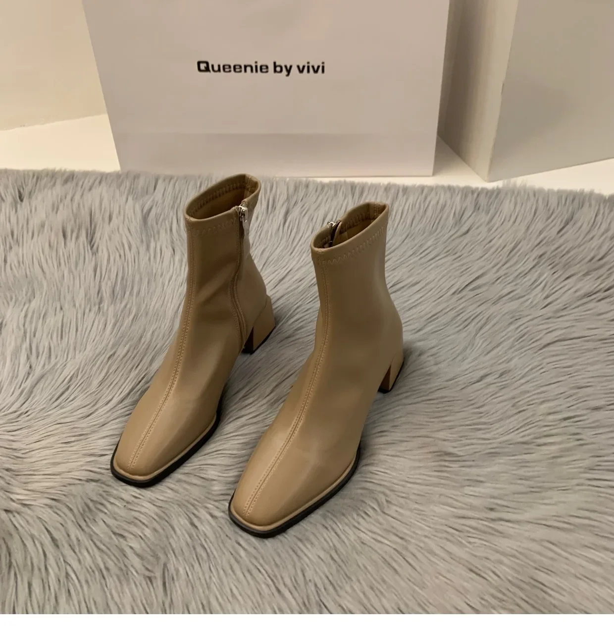 Short boots for women 2025 new spring and autumn single boots round toe raised waterproof platform bare boots for women - Image 10
