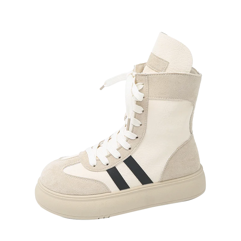 Sports and Leisure Shoes for Women 2025 New Fashionable High Top Shoes Flat Bottomed Lightweight and Comfortable Work Boots - Image 9