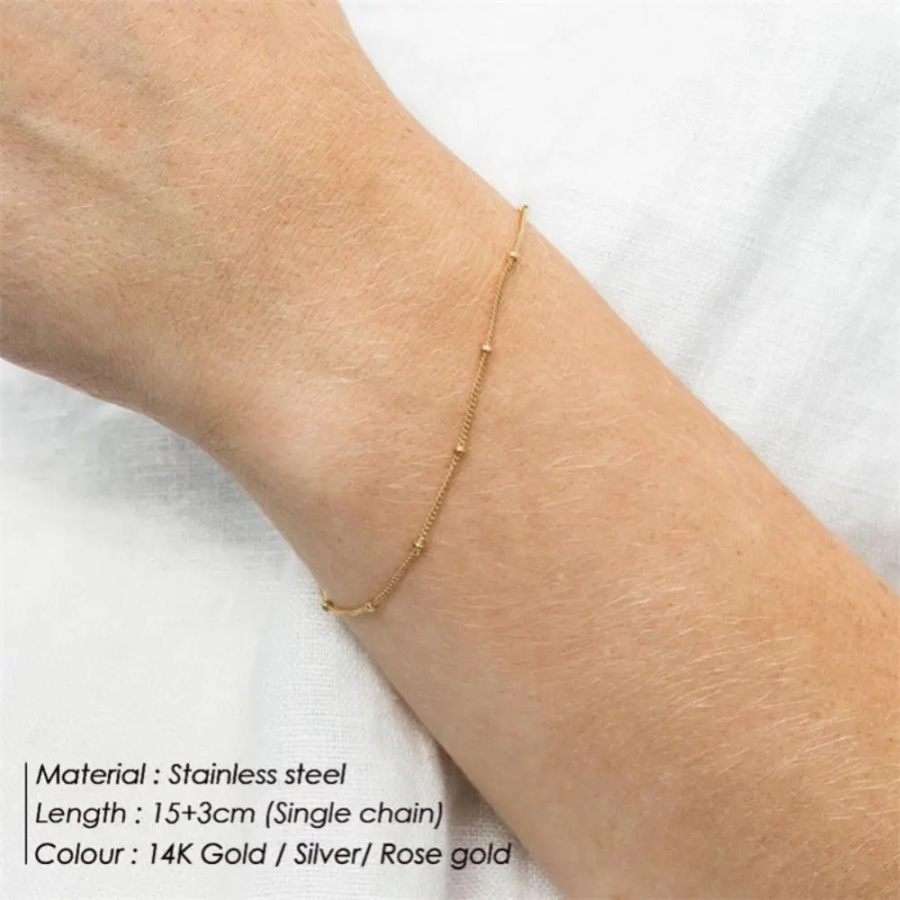 Layered Stainless Steel Bracelet for Women Gold Color Minimalism Multilayer Classic Bead Chain Bracelet Jewelry Wholesale - Image 4