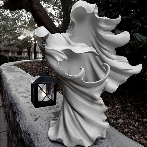 Faceless Ghost Sculpture Halloween Ghoul Resin Sculpture Decoration - Image 3
