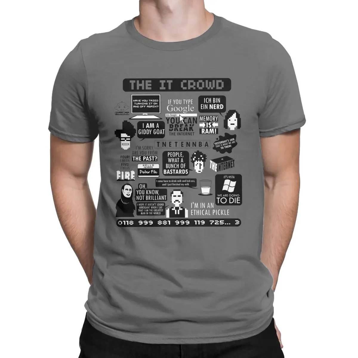 Men T-Shirts The IT Crowd Quotes Unique Pure Cotton Tee Shirt Short Sleeve Computer Programmer T Shirts Crewneck Clothes Graphic - Image 11